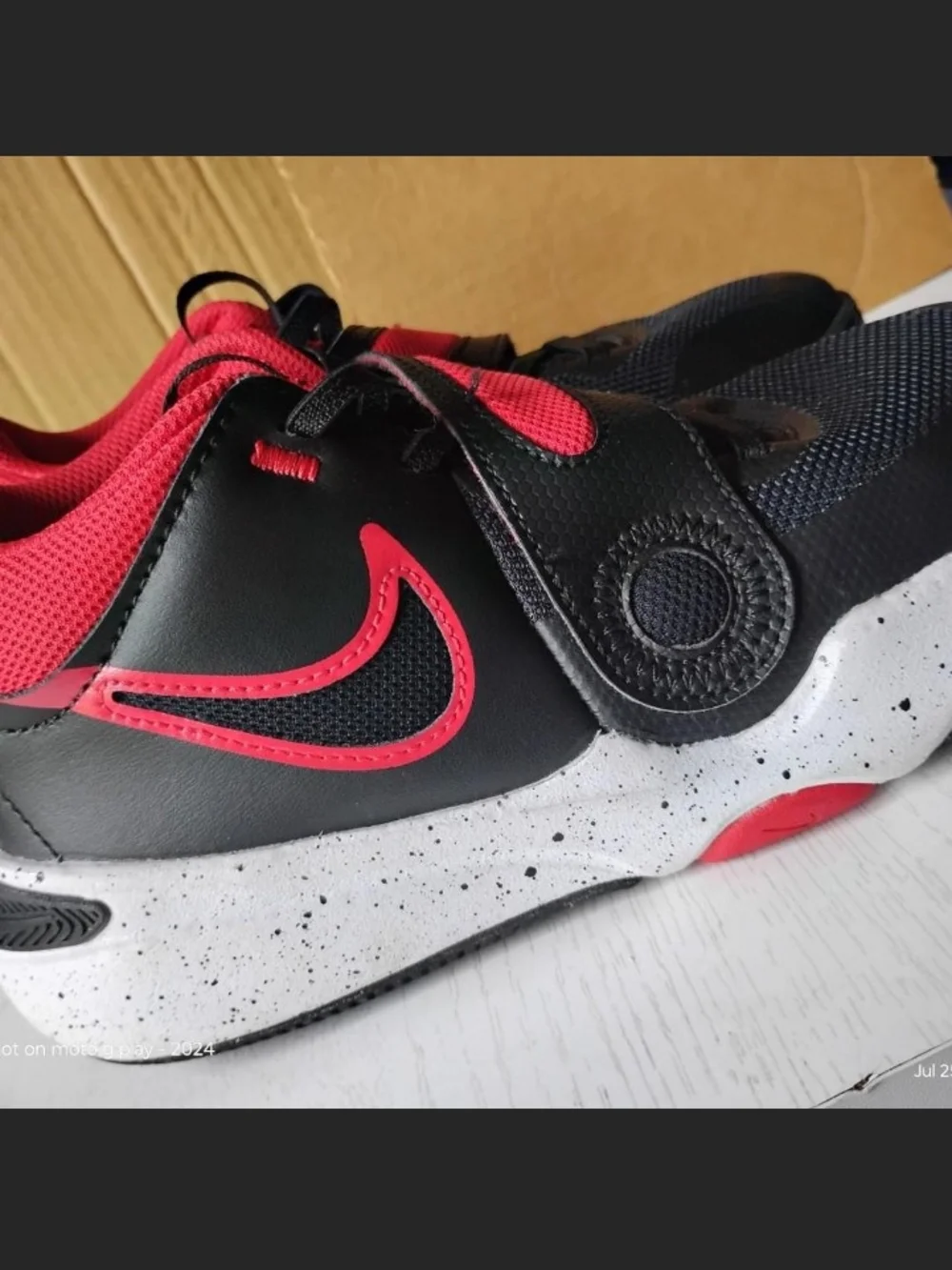 Nike Kids Black and Pink Velcro Athletic Sneakers